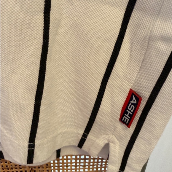 Rowing Blazers x Arthur Ashe White and Black Grid Polo RARE FIND - Picture 6 of 9